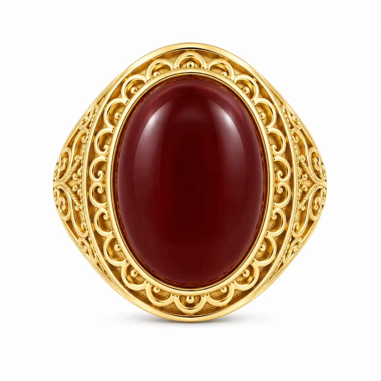 18K Gold Yemeni Aqeeq Signature Ring
